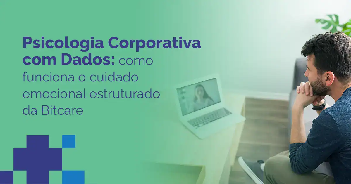 Homem em videoconferência para cuidado emocional estruturado.